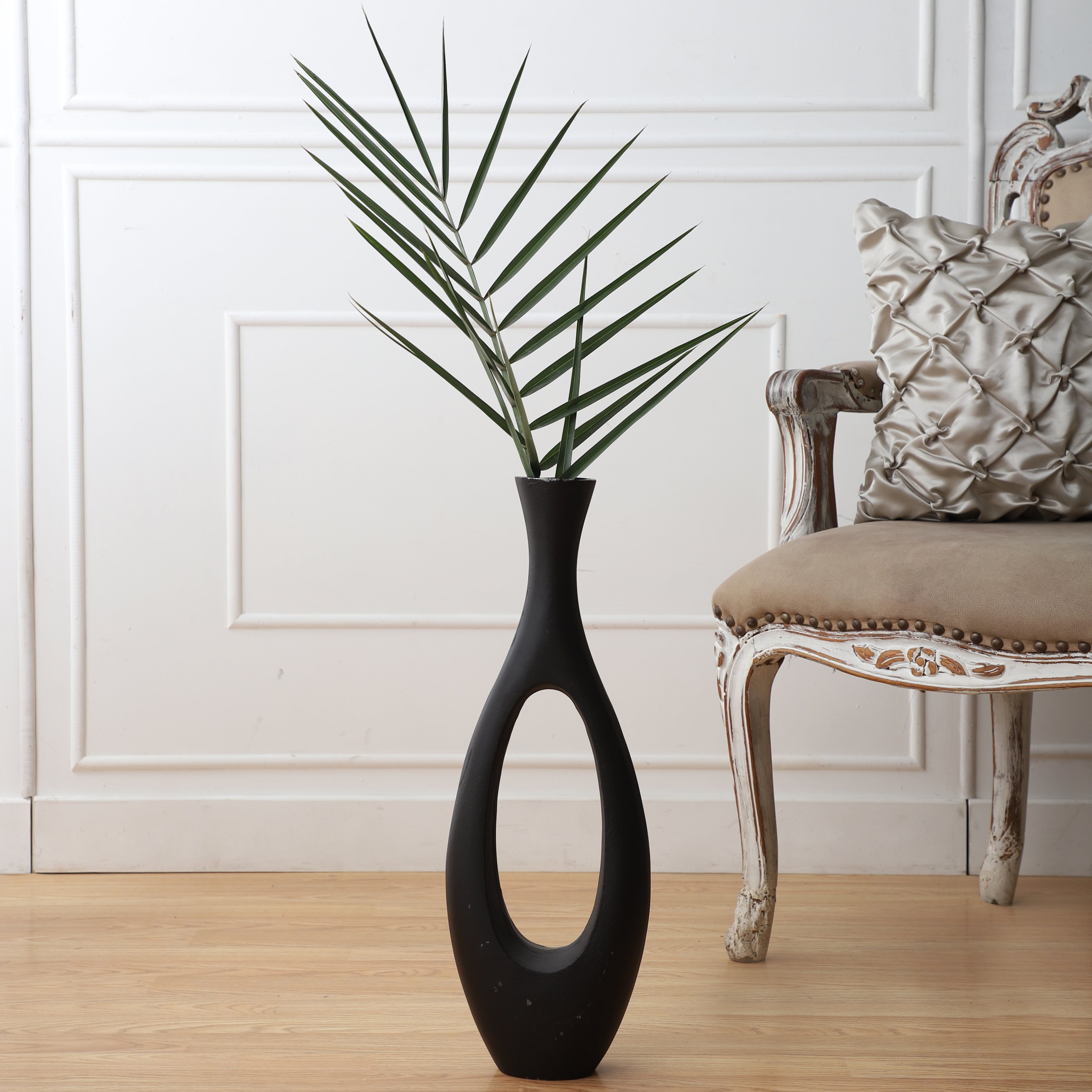 Oblong Vase in Raw Black Finish Small Size