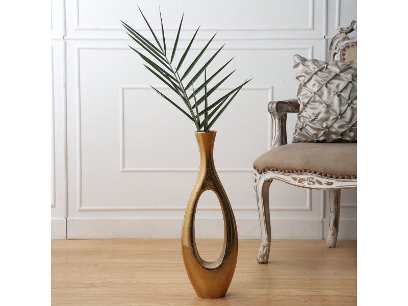 Oblong Vase in Raw Gold Finish Small Size