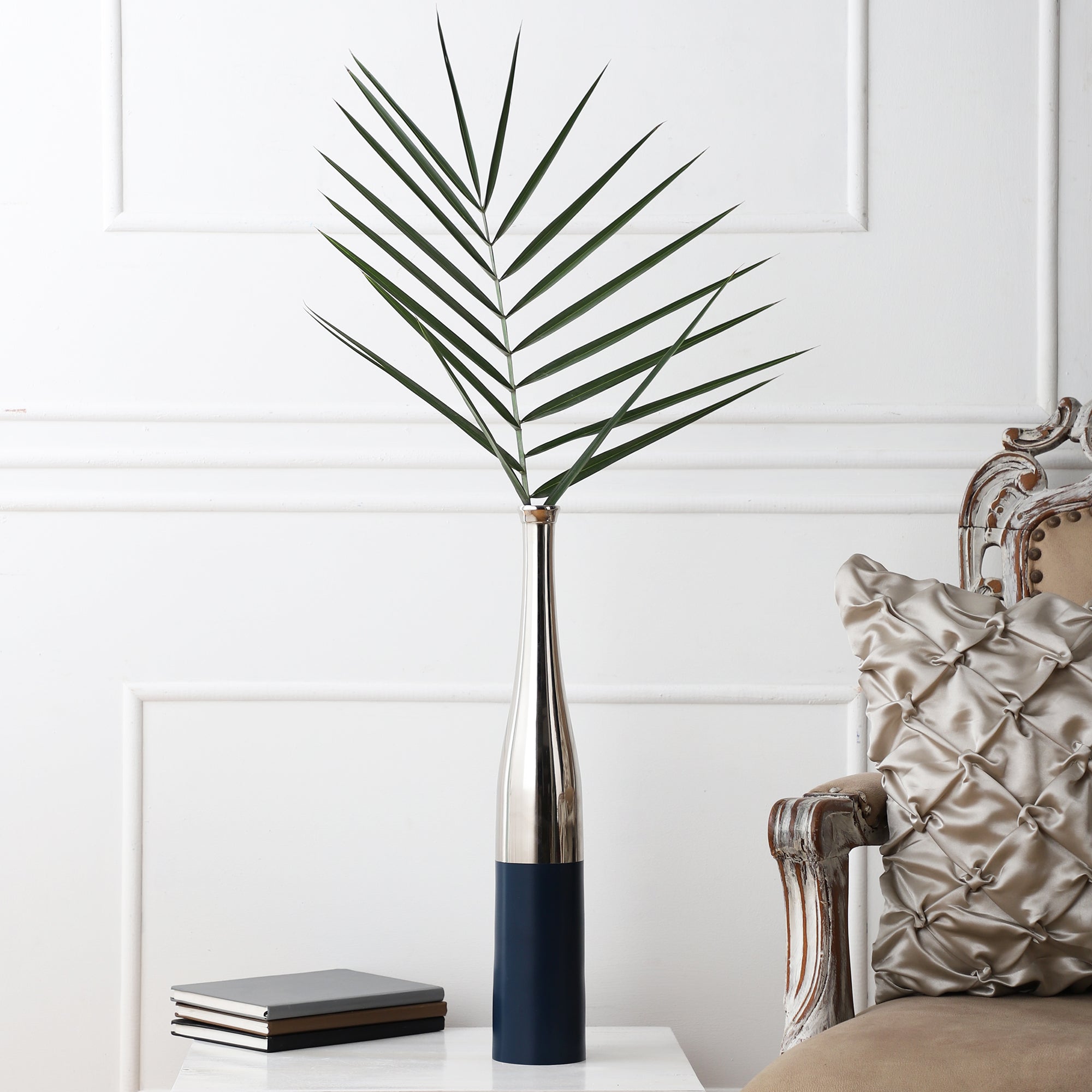 Champagne large Bottle Vase-Blue and silver