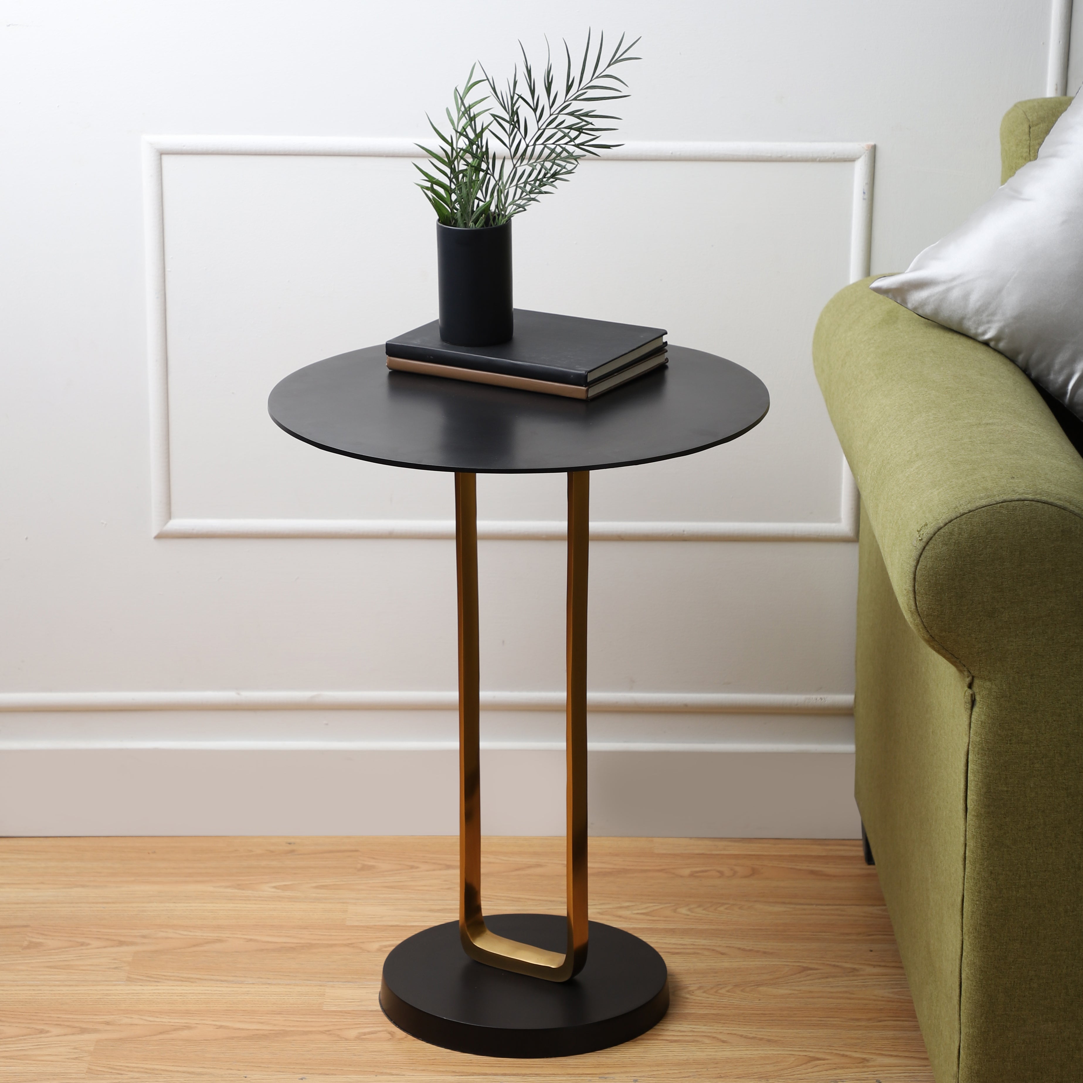 Irwin's Rectangle Side Table Black top & base with Gold Body