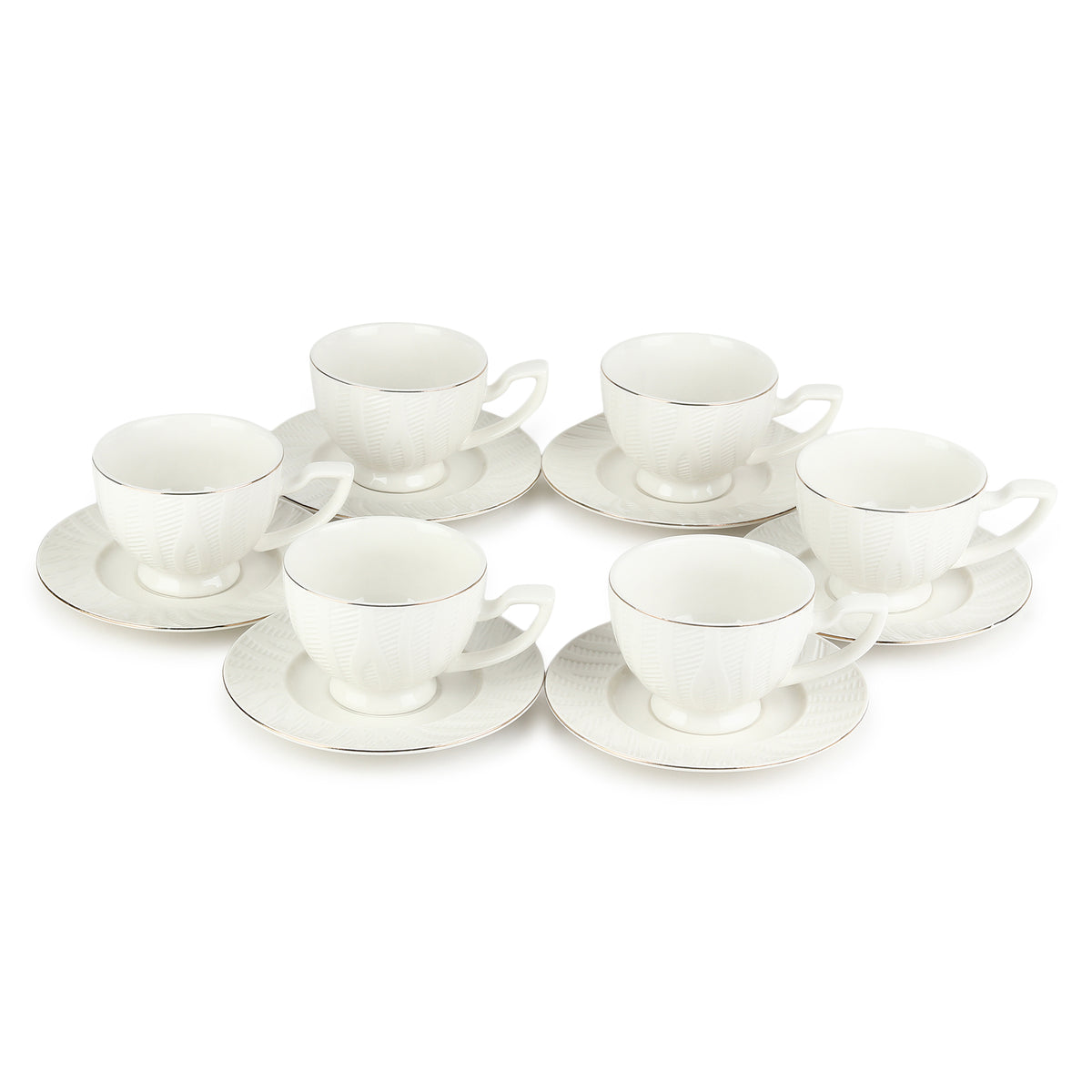 Swirl Cup & Saucer 24K Gold Set of 6