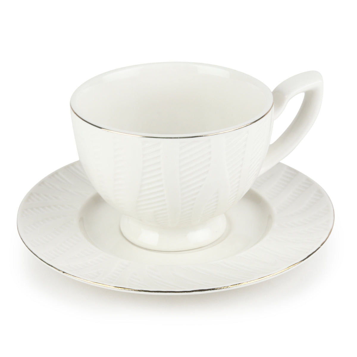 Swirl Cup & Saucer 24K Gold Set of 6