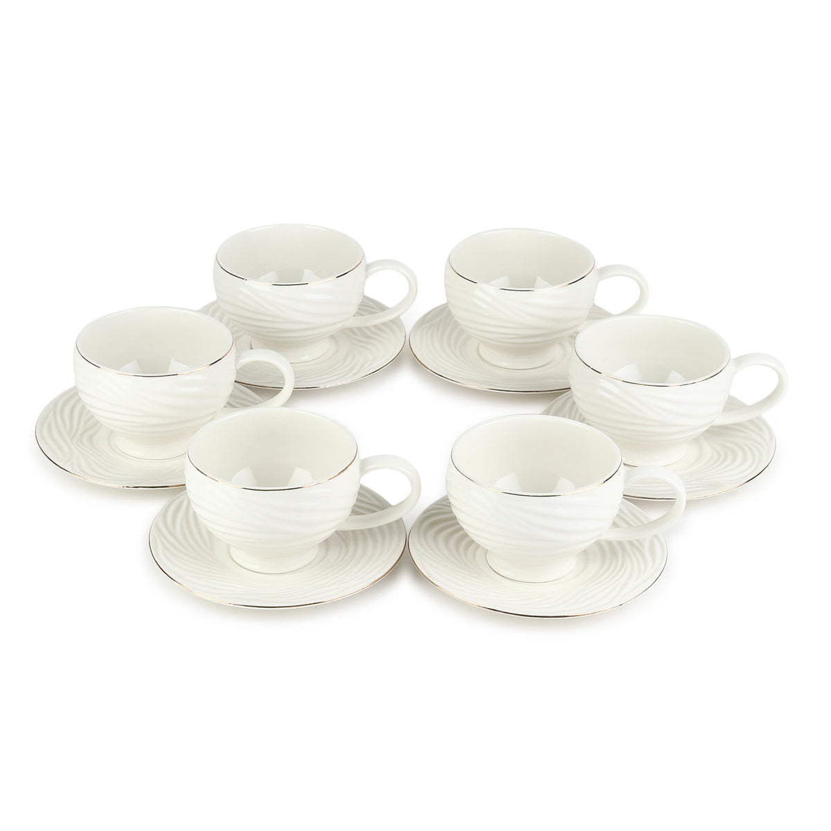 Tide Cup & Saucer 24K Gold Set of 6