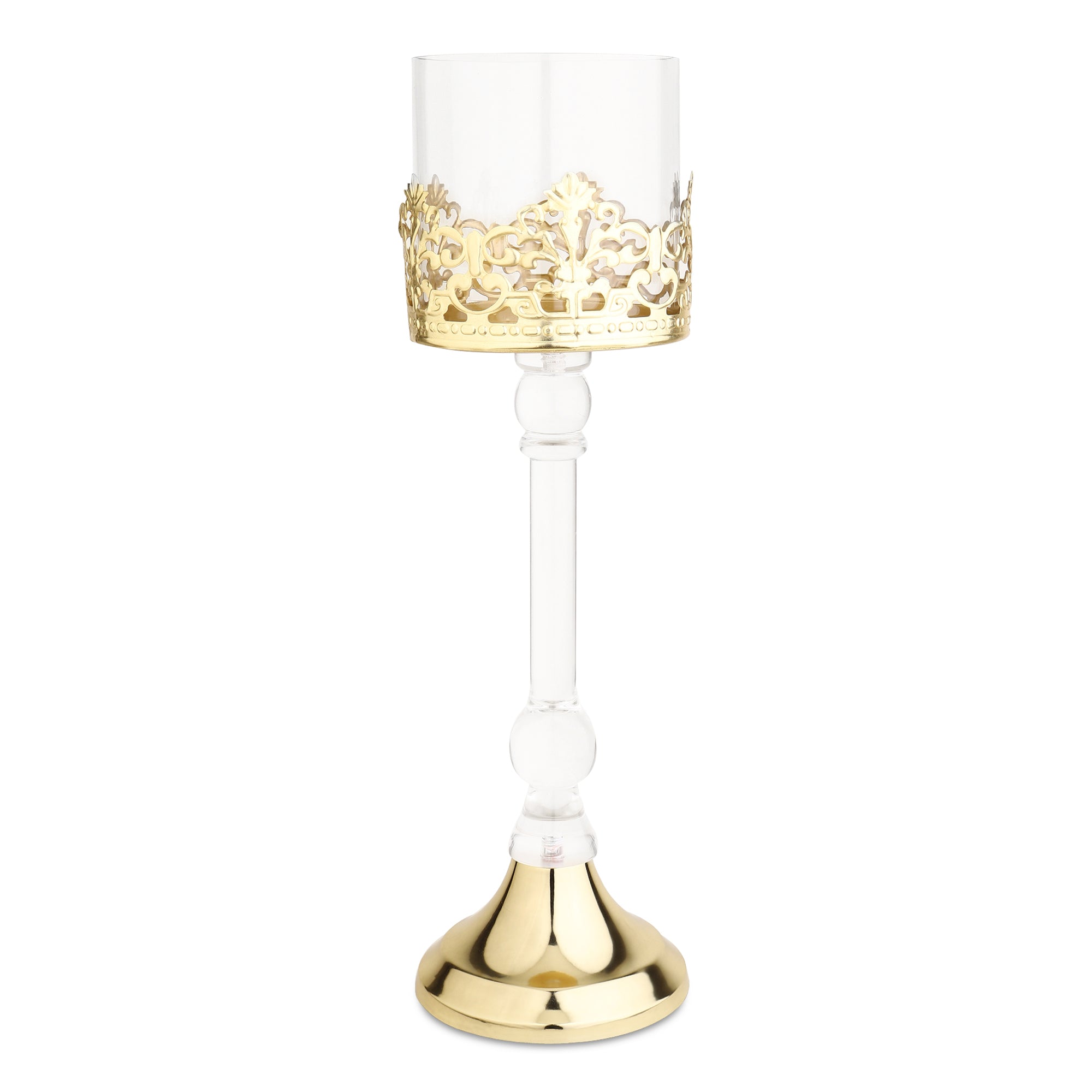 Aurum Crest Pillar Candle Holder Big