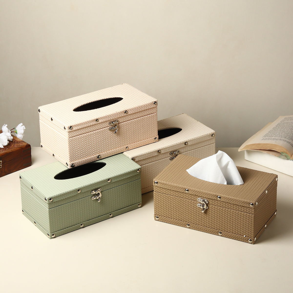 Bexley Leather Brown Tissue Box