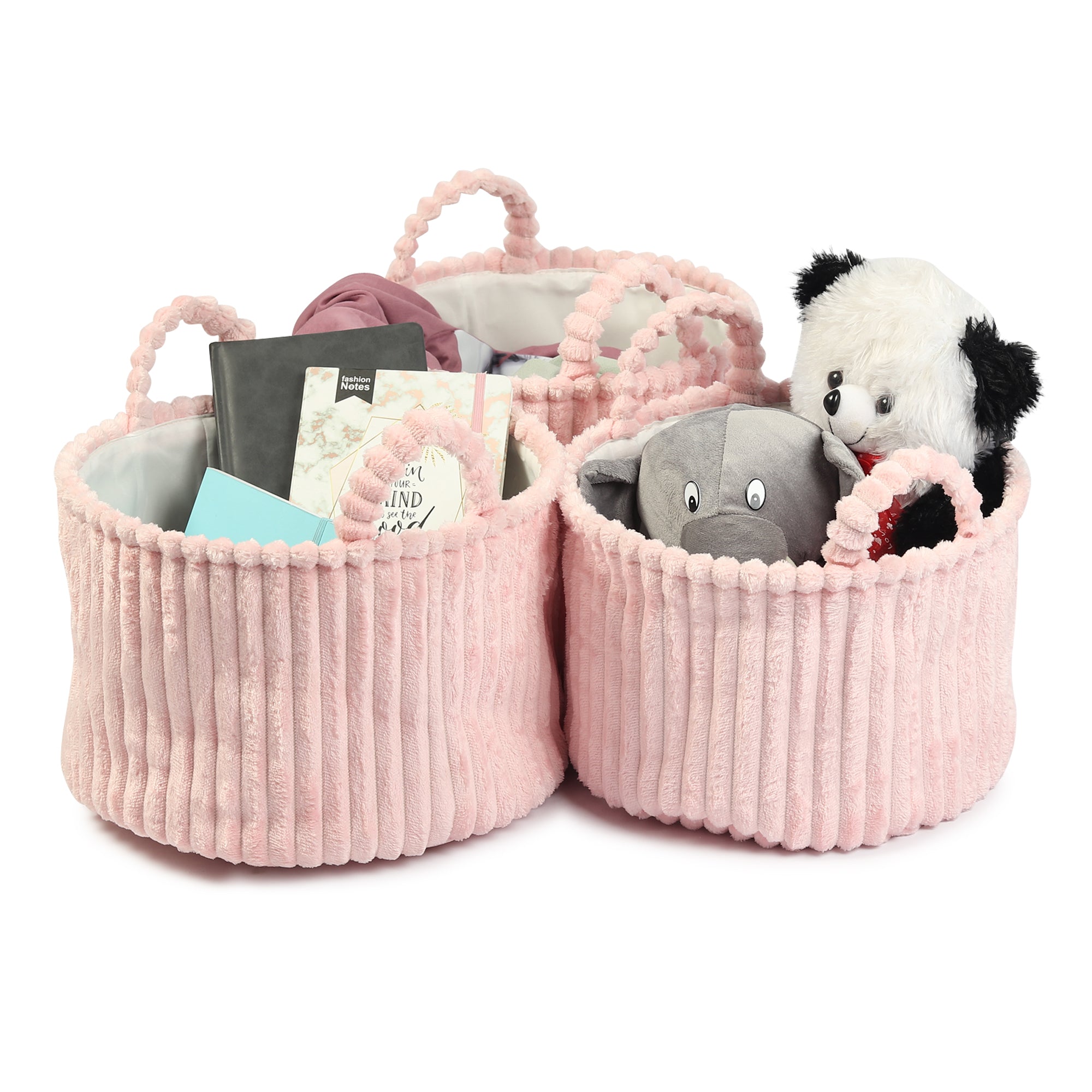 Cloud weave cloth fabric Storage Basket Blush Pink Set of 3