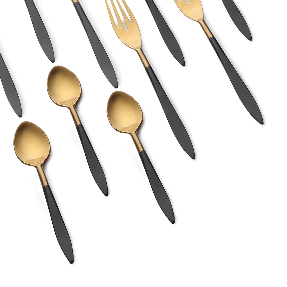 Midnight Opulence Black/Gold & Silver Black Stainless Steel Set of 24