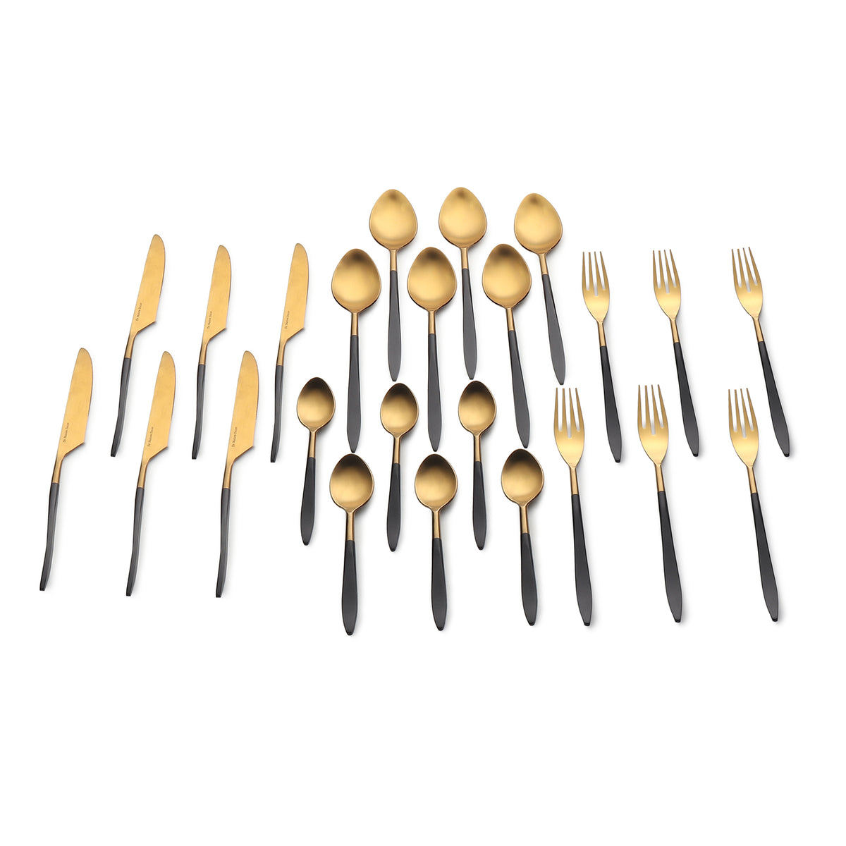 Midnight Opulence Black/Gold & Silver Black Stainless Steel Set of 24