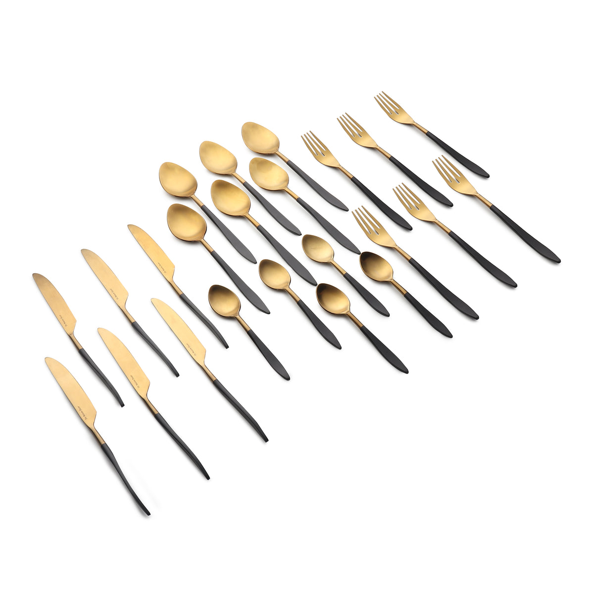 Midnight Opulence Black/Gold & Silver Black Stainless Steel Set of 24