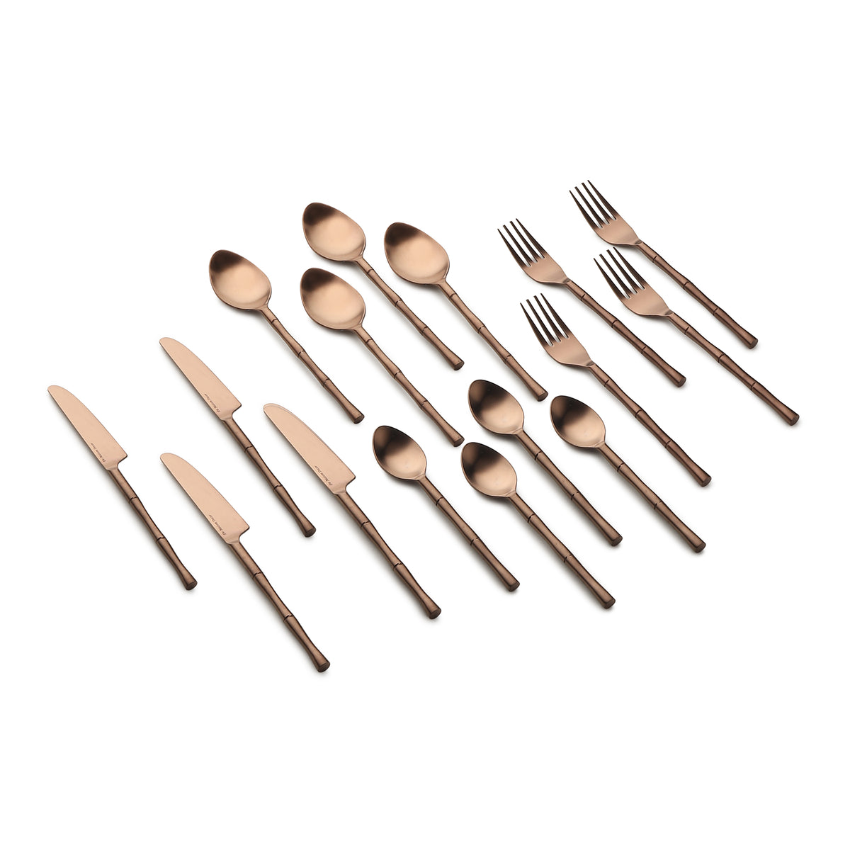 Bamboo Elegance Gold & Rose Gold  Stainless Steel Set of 24