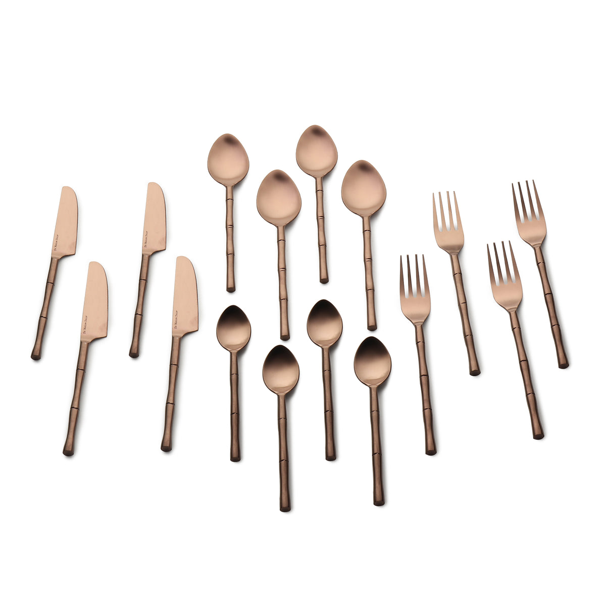 Bamboo Elegance Gold & Rose Gold  Stainless Steel Set of 24