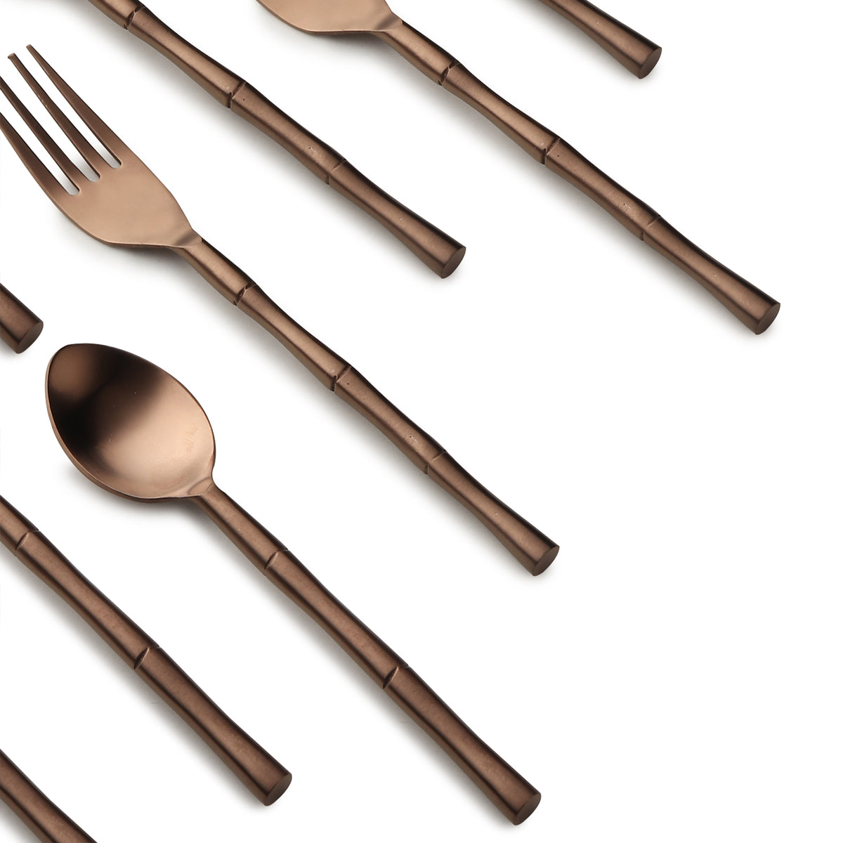 Bamboo Elegance Gold & Rose Gold  Stainless Steel Set of 24