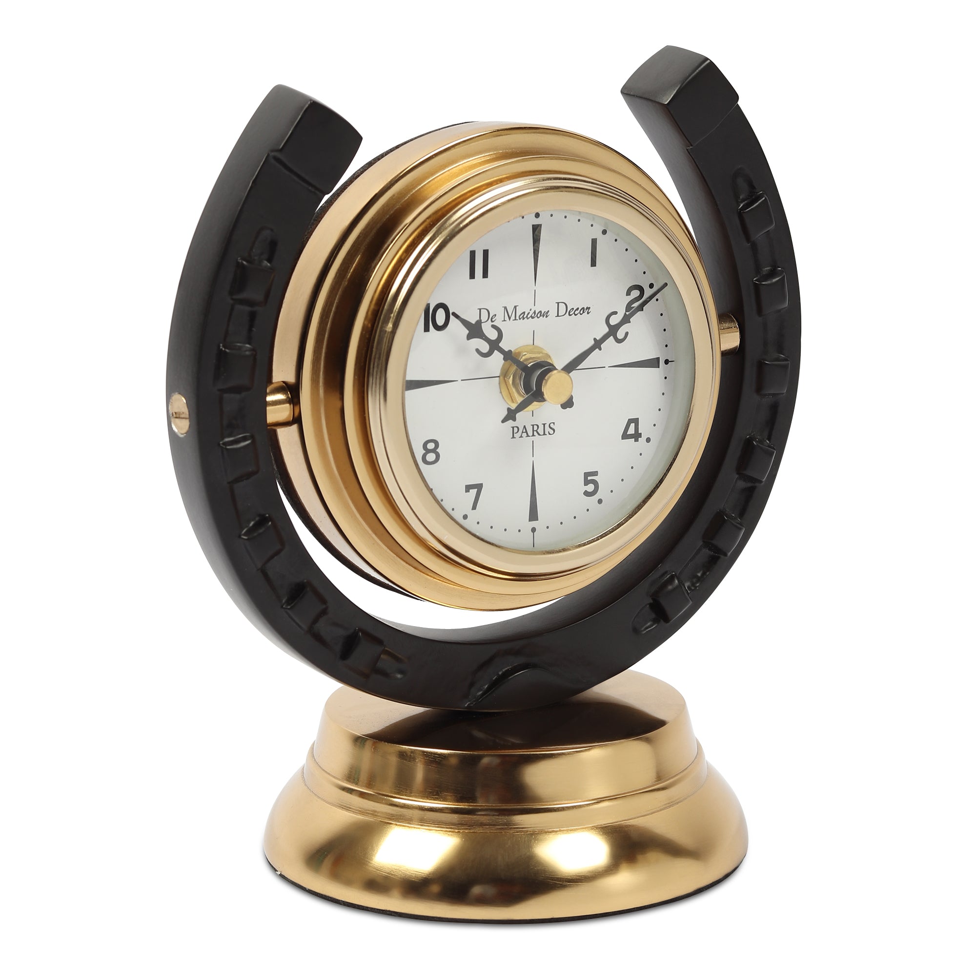 Equestrian Table Clock in Gold