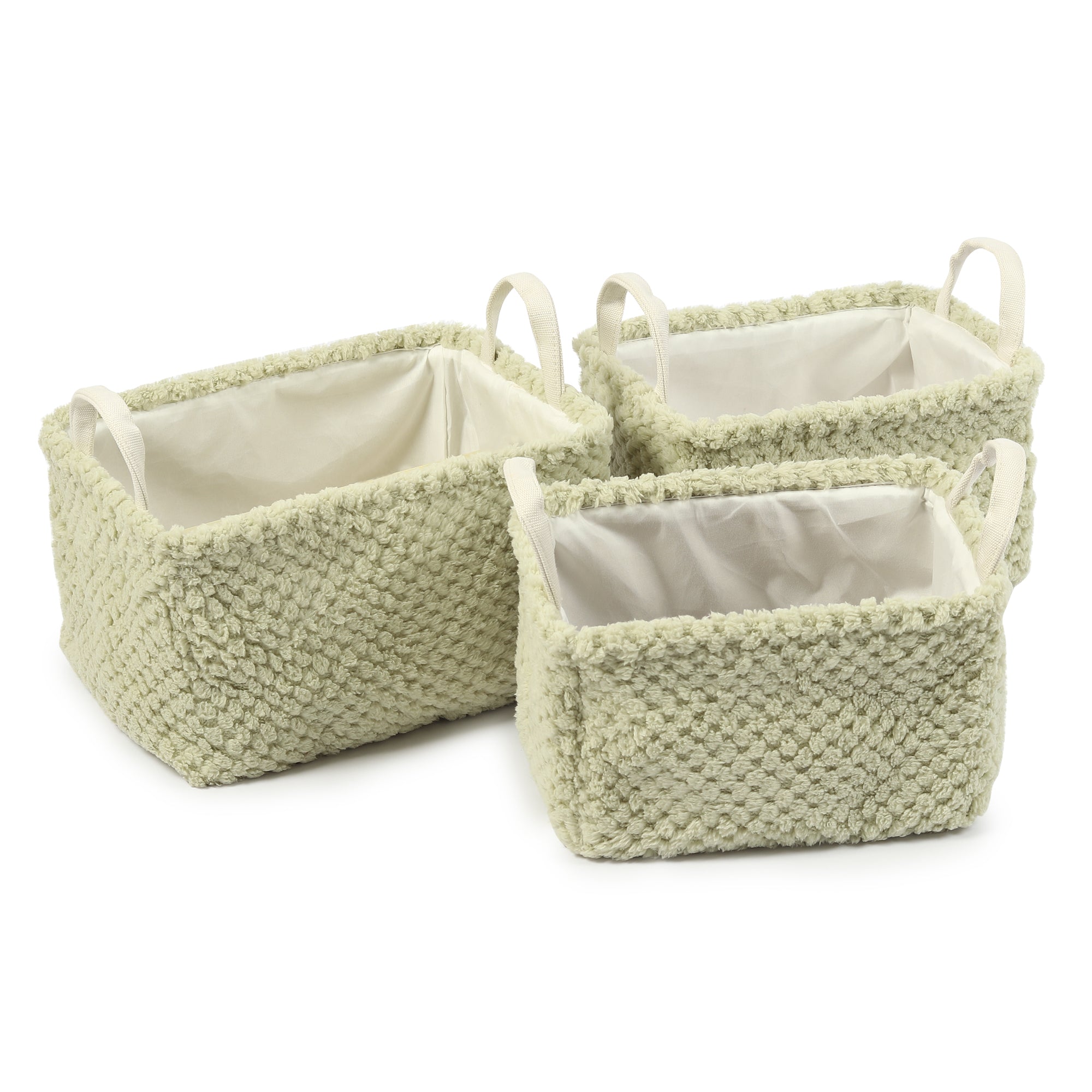 Warm Whirl mint green fabric Storage Basket set of 3