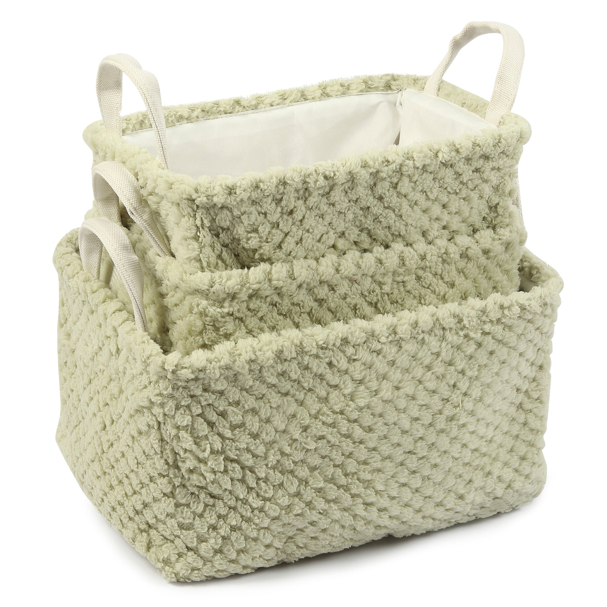 Warm Whirl mint green fabric Storage Basket set of 3