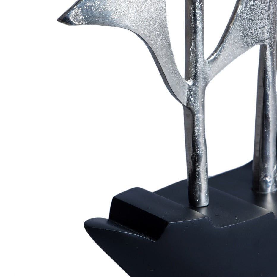 Nautical Sailing Boat- Silver & Black Aluminum and Wood