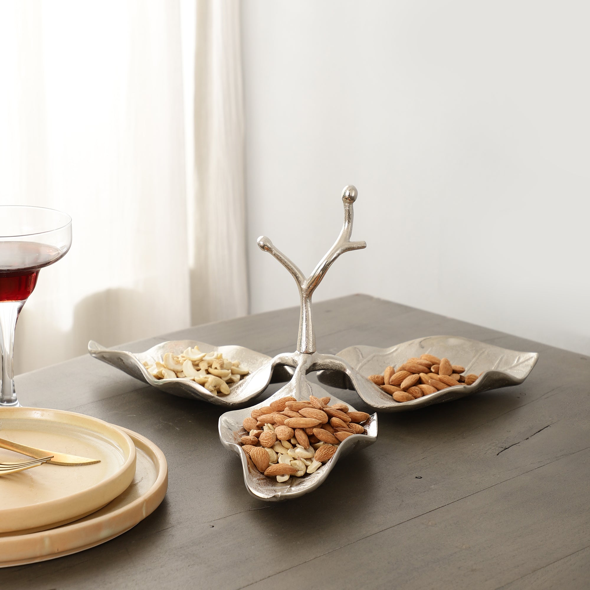 Three Leaf Decorative Silver Platter