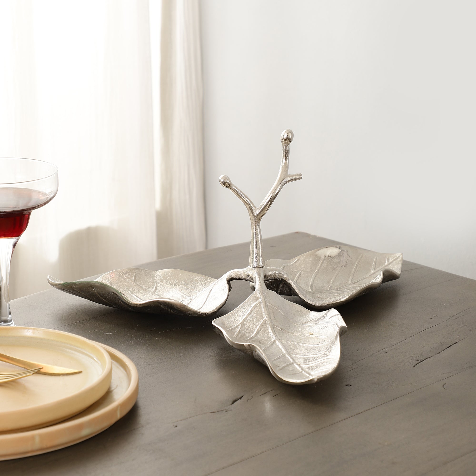 Three Leaf Decorative Silver Platter