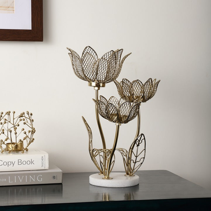 Decorative T-light Holder, Decorative Tabletop T-Light Holder, Metal T-Light holder 