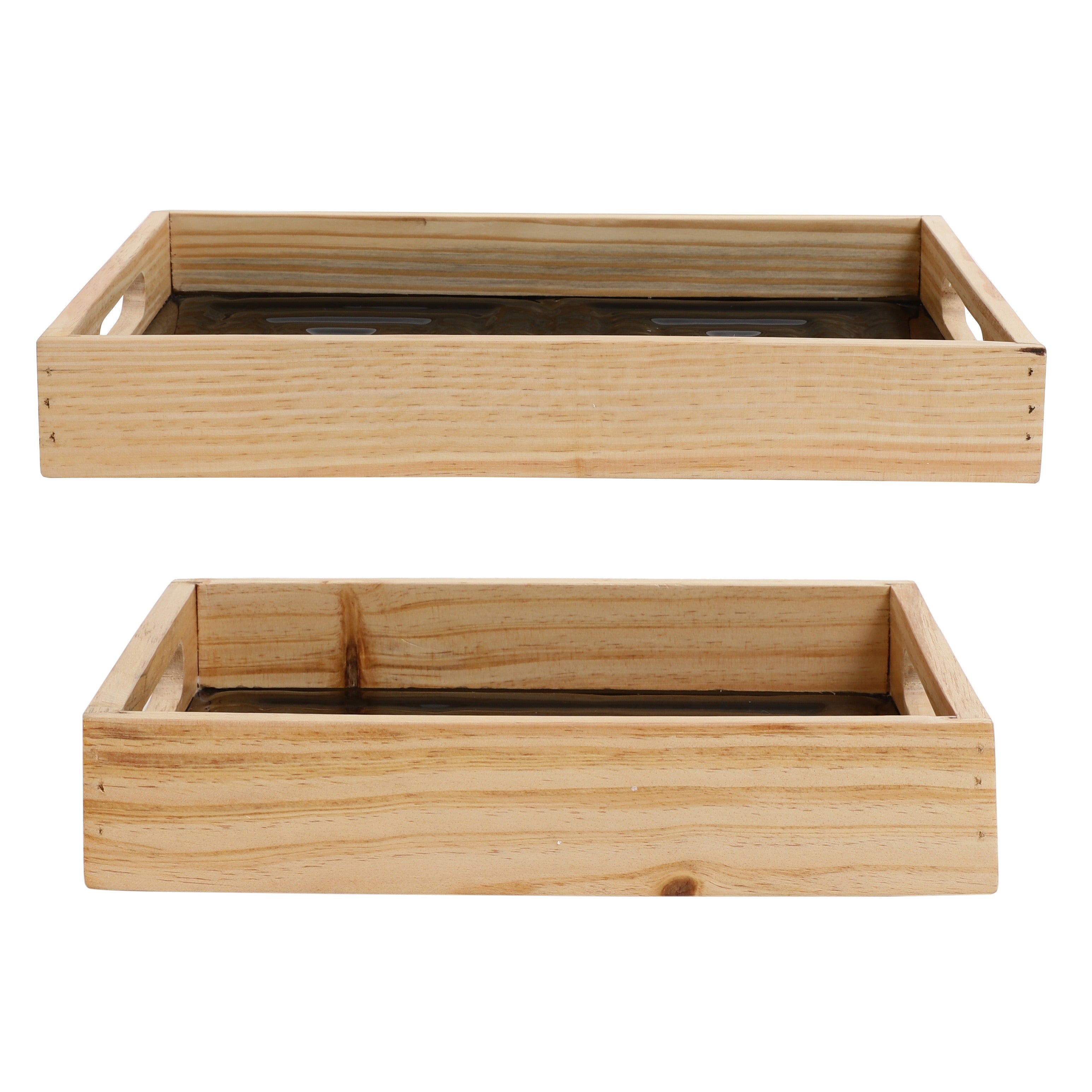 Hugo Black Glass Tray Set of 2