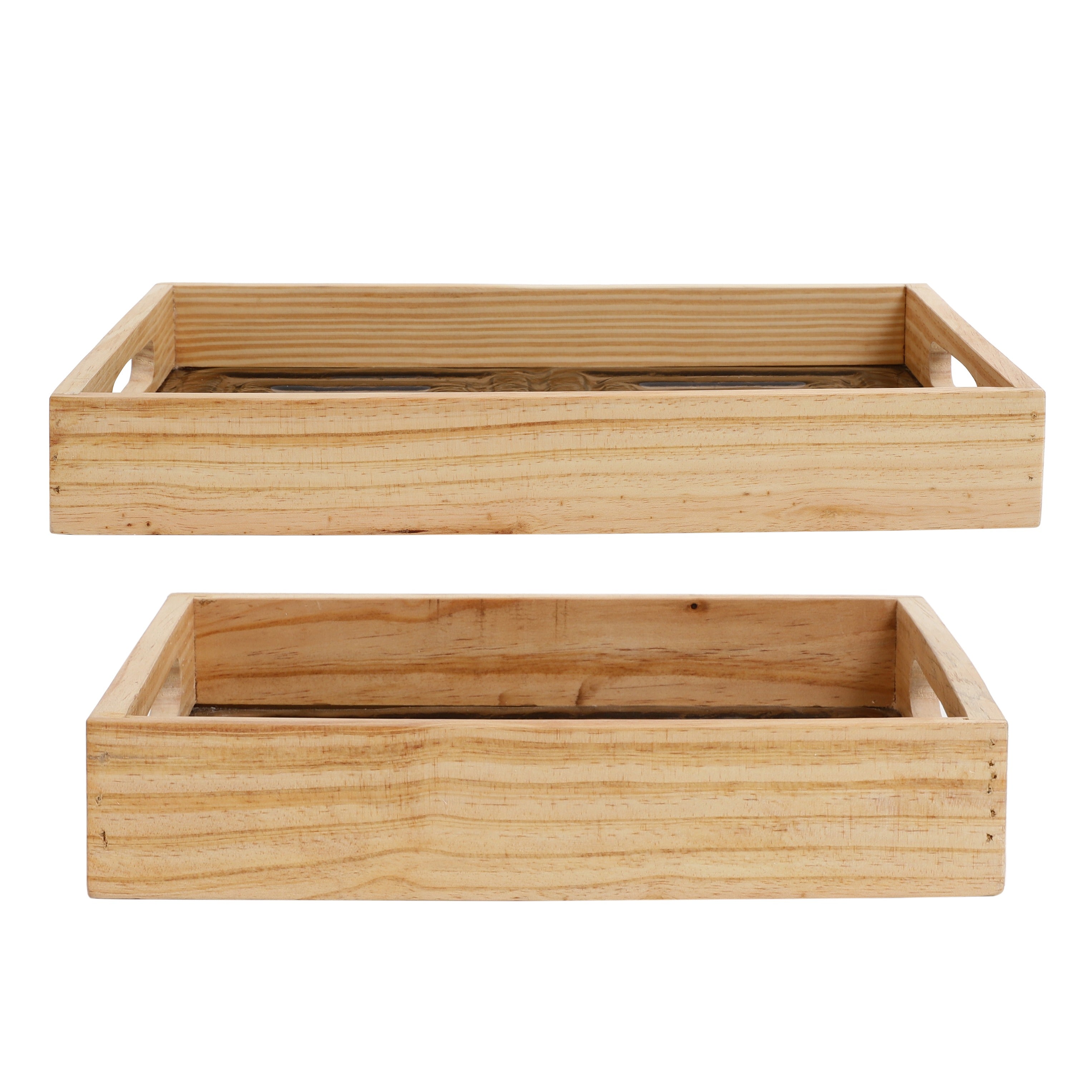 Hugo Brown Glass Tray Set of 2