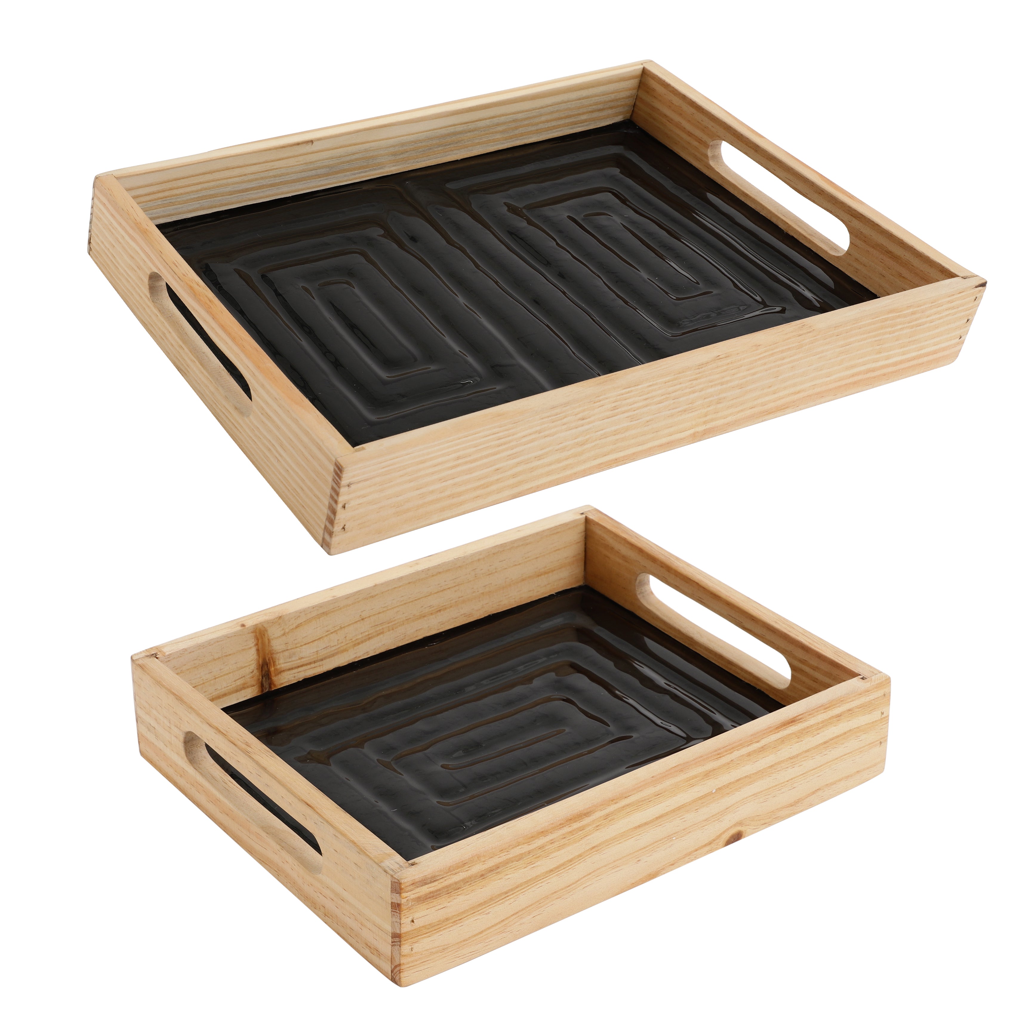 Hugo Glass Tray Set of 2