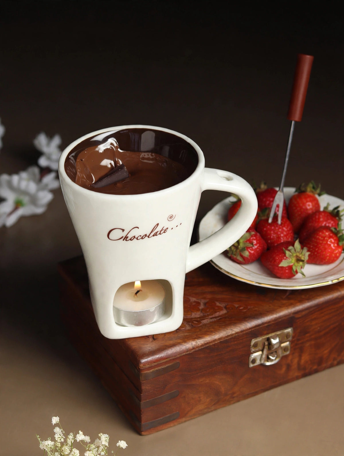 Choc Affair Fondue Cup White