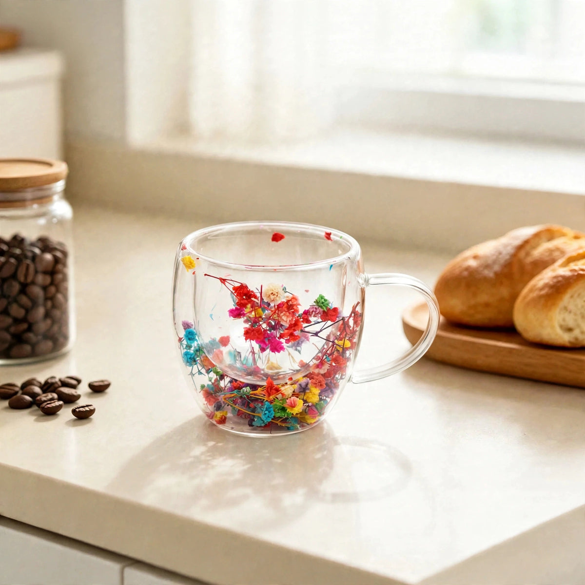 Dahlia multicoloured Glass Mug Small