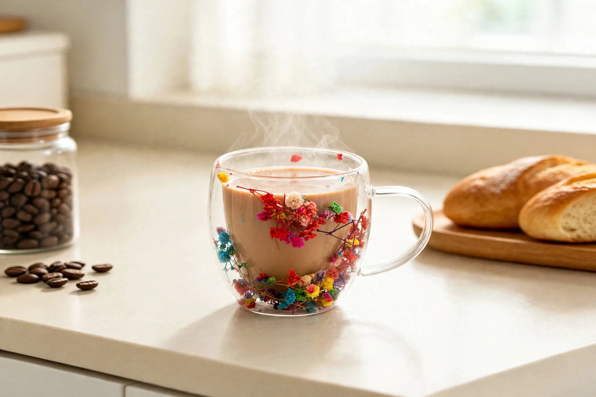 Dahlia multicoloured Glass Mug Small
