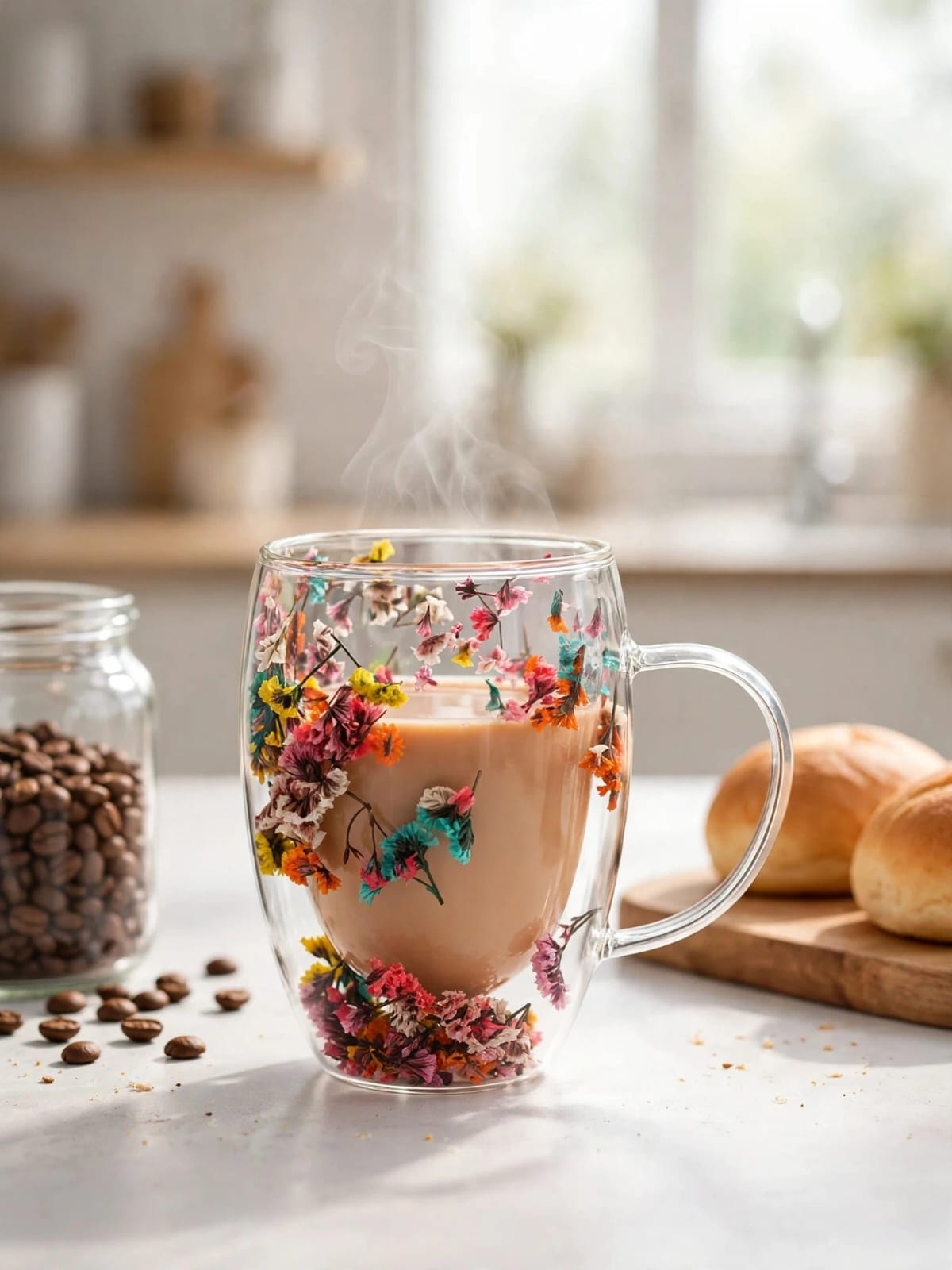 Dahlia Multicoloured Glass Mug