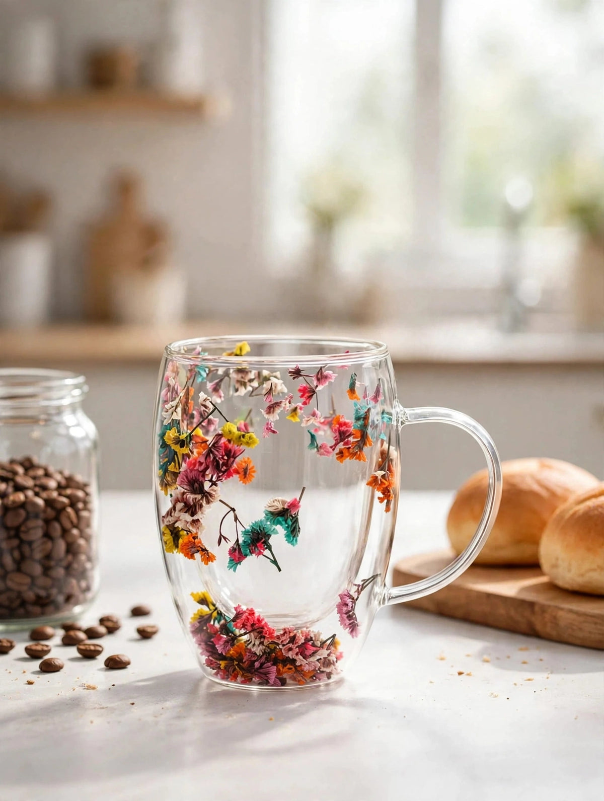 Dahlia Multicoloured Glass Mug