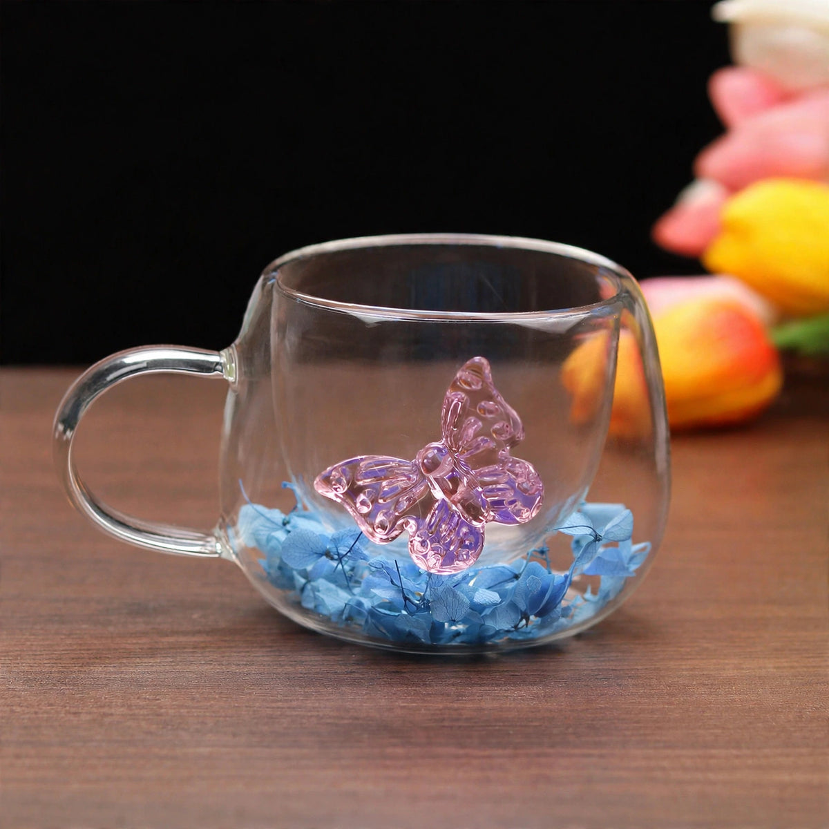 Titli Bloom Blue Glass Mug
