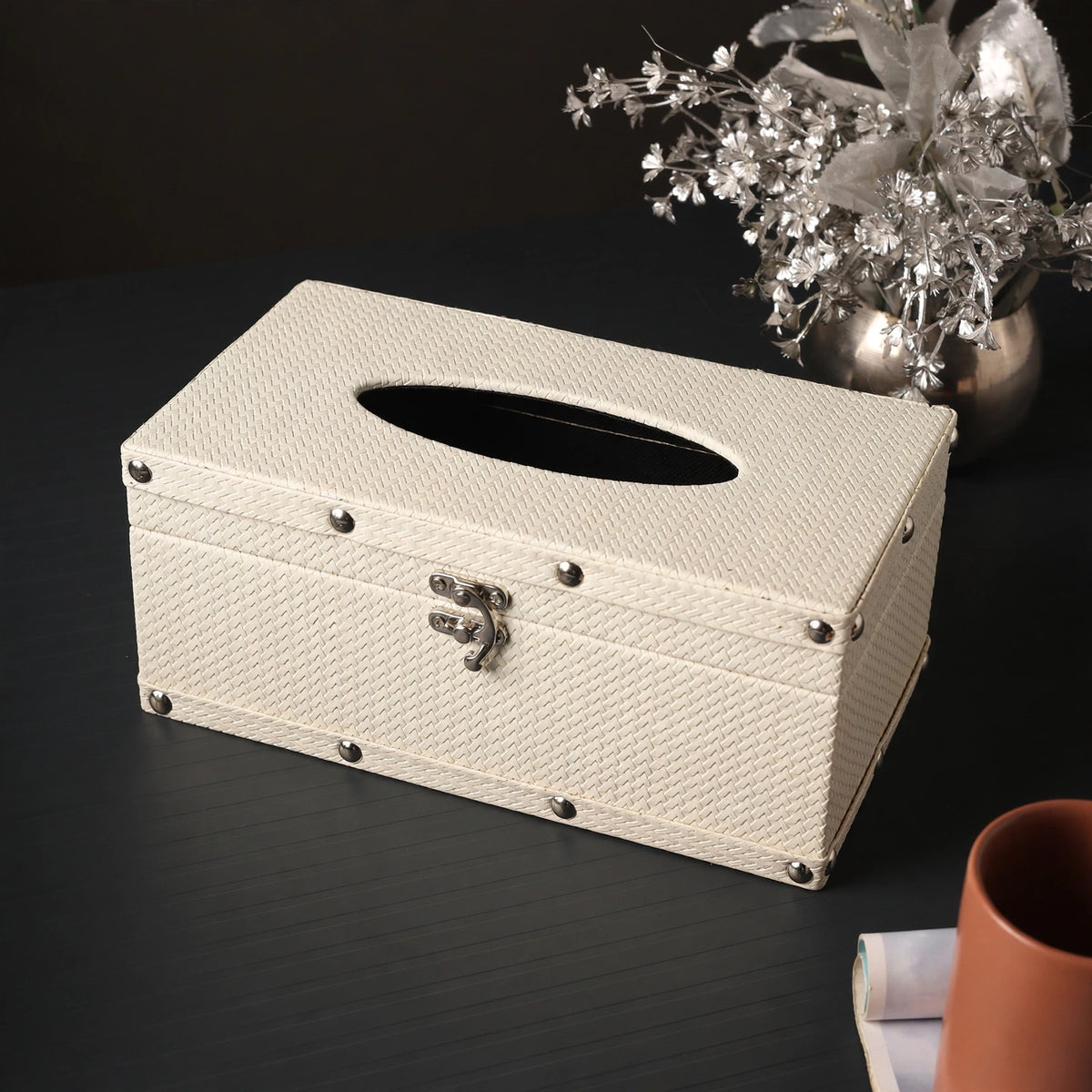 Bexley Leather White Tissue Box