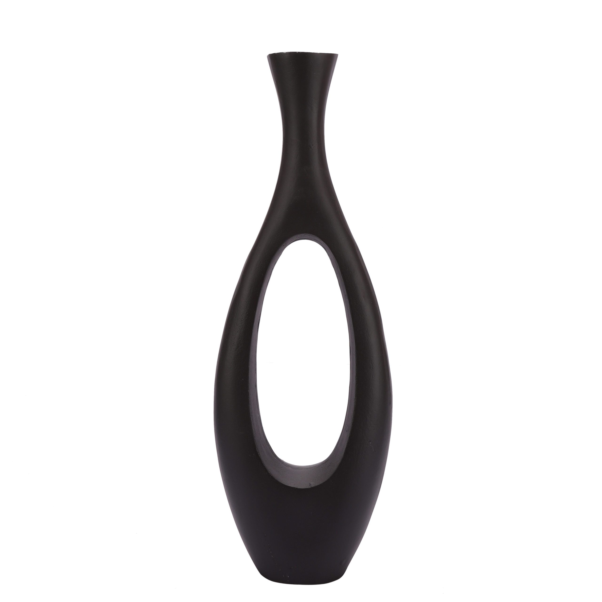 Oblong Vase in Raw Black Finish Small Size - De Maison Decor