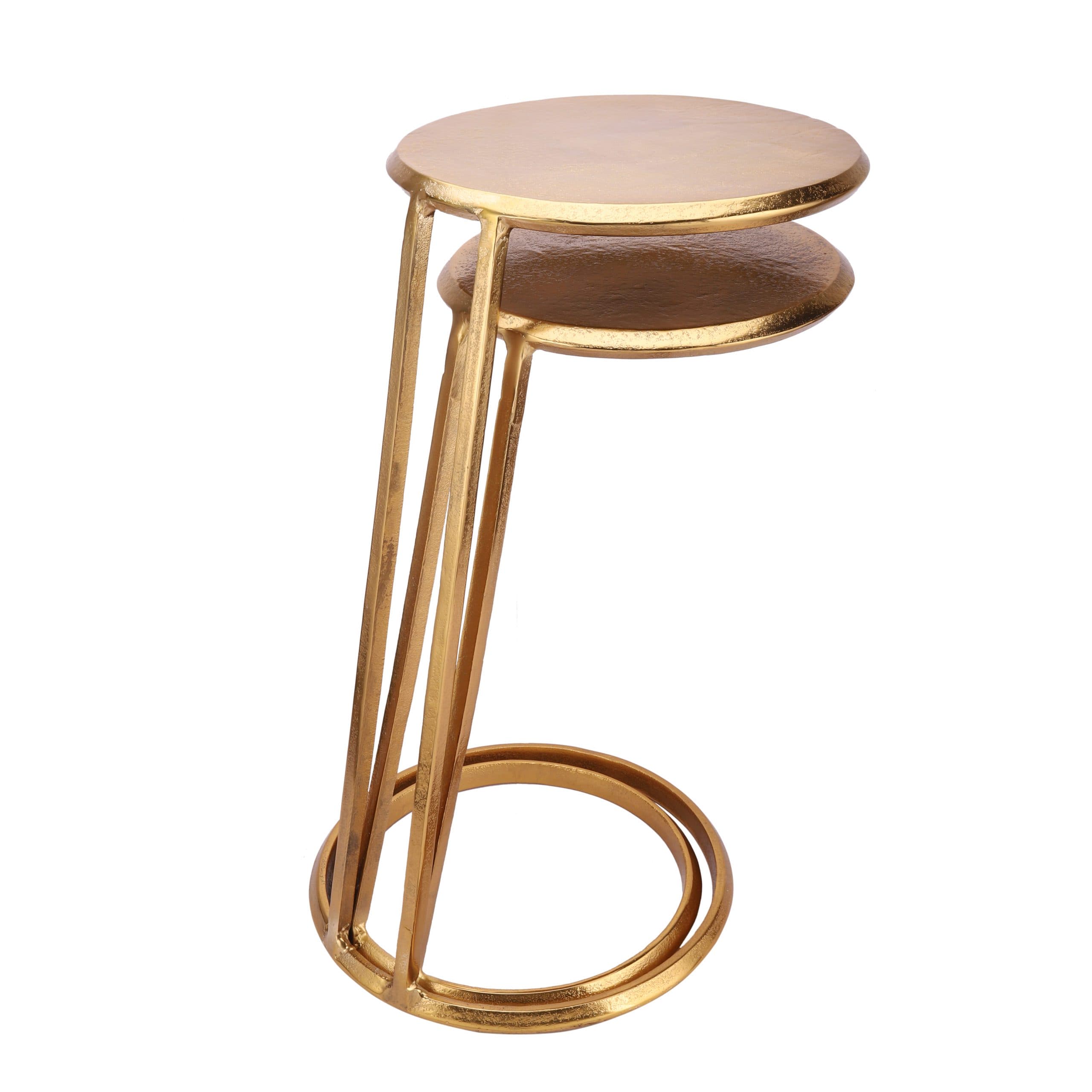 Slanted Nesting Tables in Gold Finish Set of 2 De Maison Decor